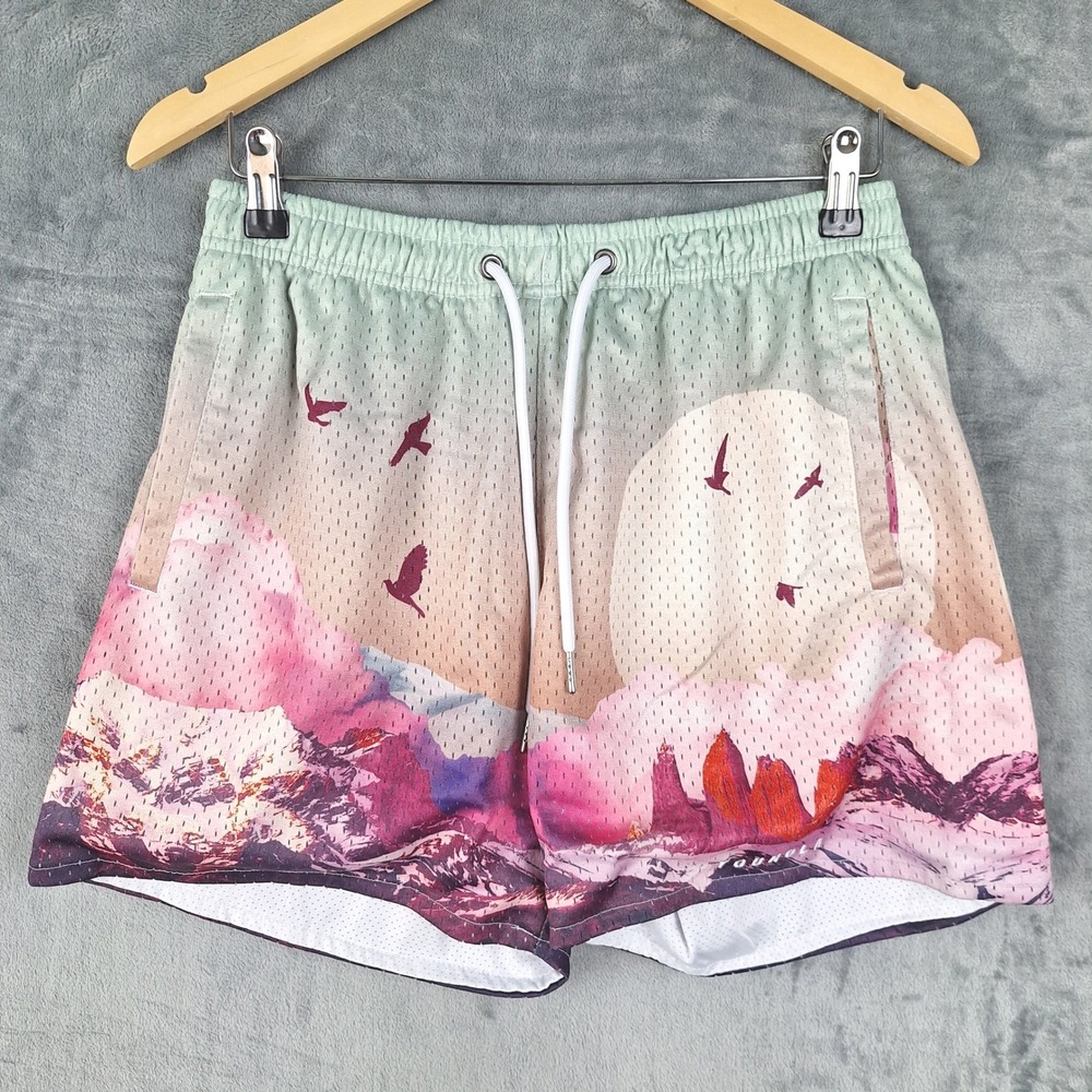 YoungLA Shorts Mens Medium Block Party Sedona Sunrise Athletic Mesh Gym Beach